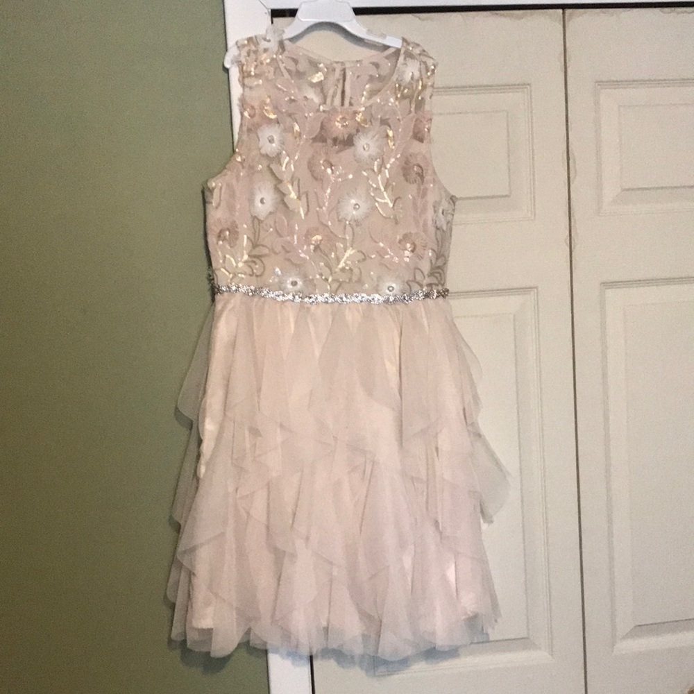 Girls size 14 plus fancy/wedding party dress. Dusty light pink